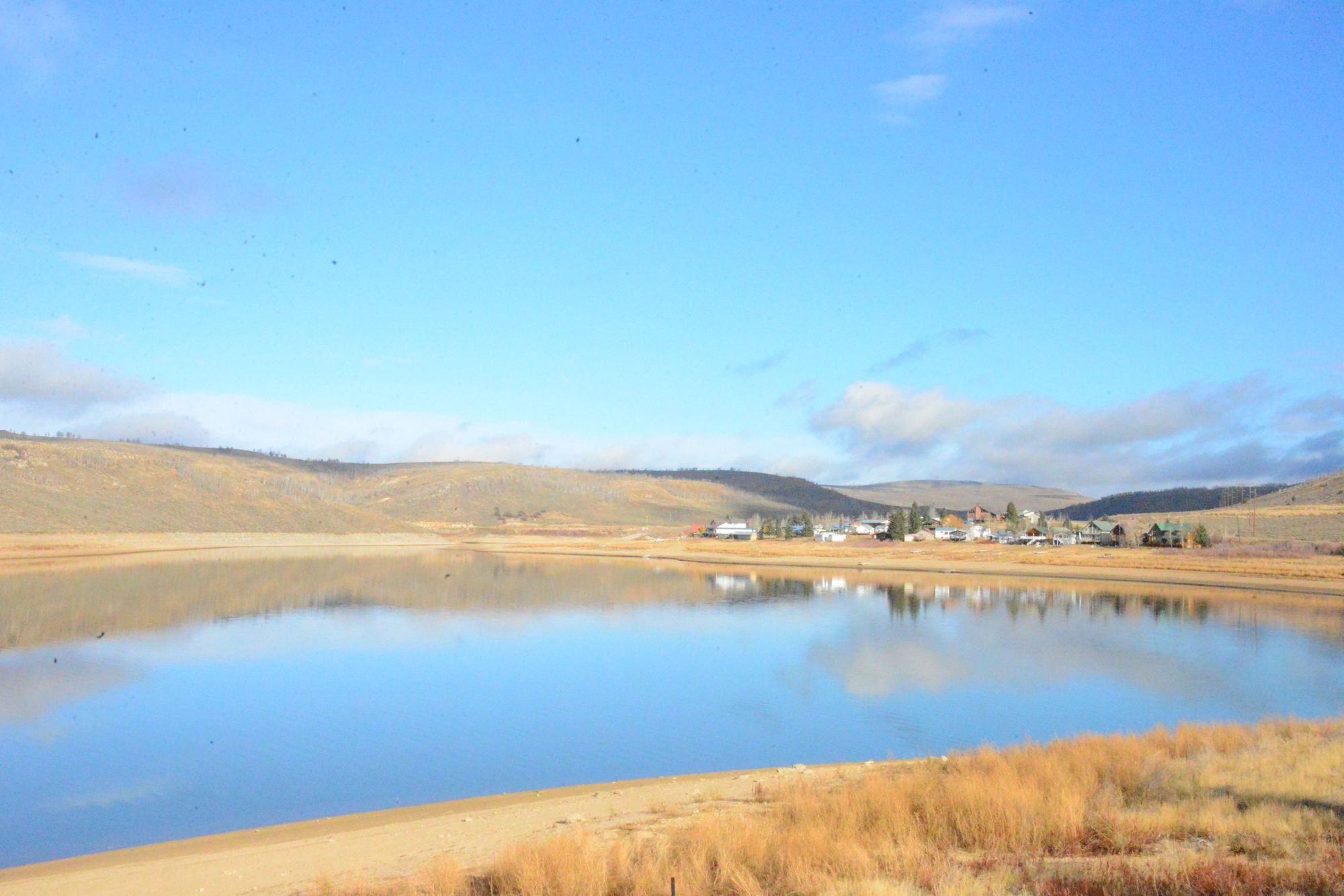 The town of Scofield across the reservoir