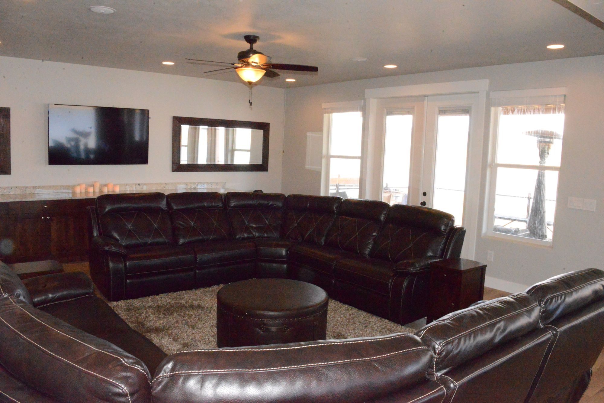 Great room with French doors to the deck
