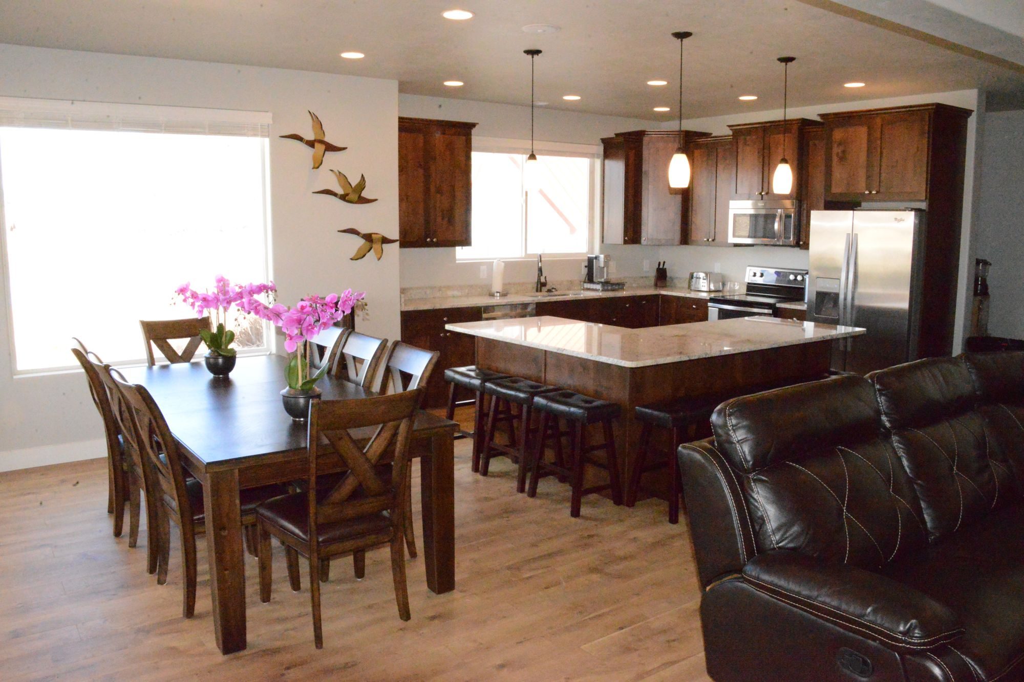 Dining table and open kitchen